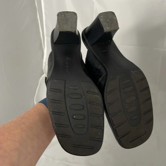 BARETRAPS Vivid Black Leather Chunky Heeled Mules Croc Effect Square Toe Size 6 - Picture 9 of 12